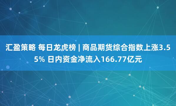 汇盈策略 每日龙虎榜 | 商品期货综合指数上涨3.55% 日内资金净流入166.77亿元